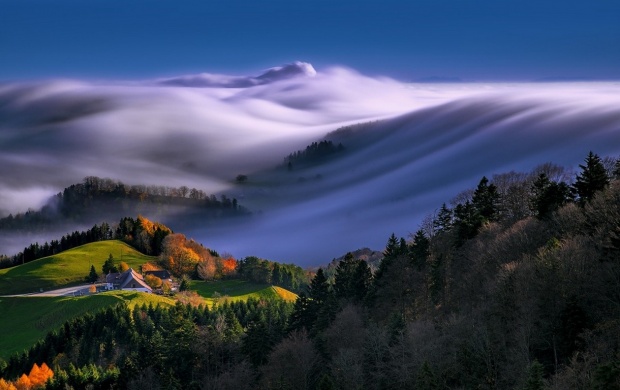 Mist Sweeping A Hill