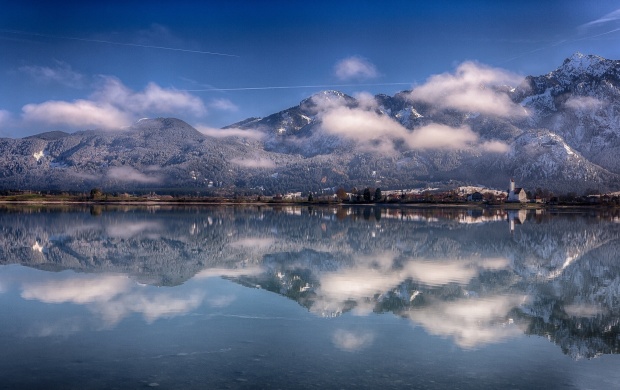 Mountain Lake Reflection In Winter