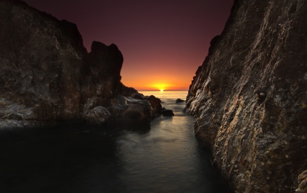Nature Scenery Sea Dawn Rocks