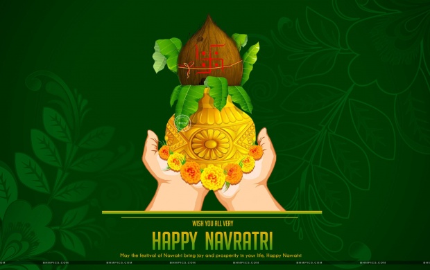 Navratri Kalash Green Background