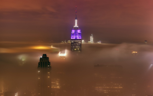 New York City And Fog
