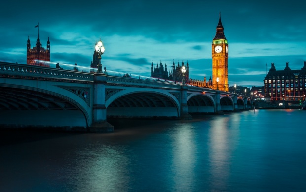 Night Big Ben And The Thames River England