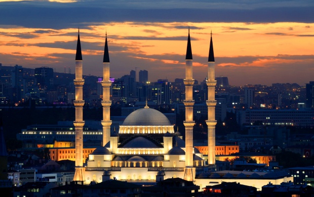 Night Kocatepe Mosque Ankara