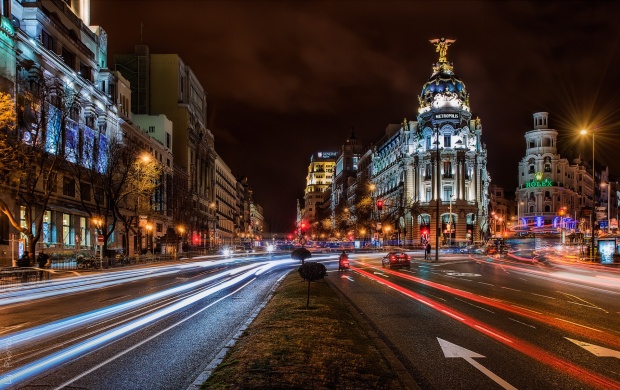 Night Madrid City Spain