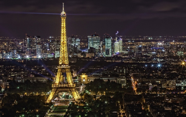 Panorama Eiffel Tower Lights Paris