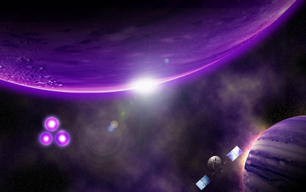 Purple Planets In Space