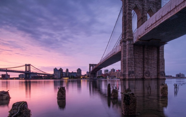 Purple Sky Brooklyn Bridge
