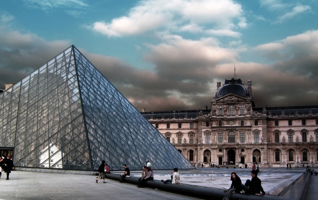 Pyramid At Louvre Museum Paris