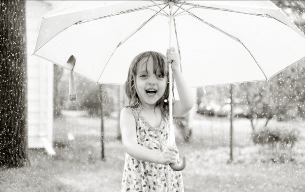 Rain Baby With White Umbrella