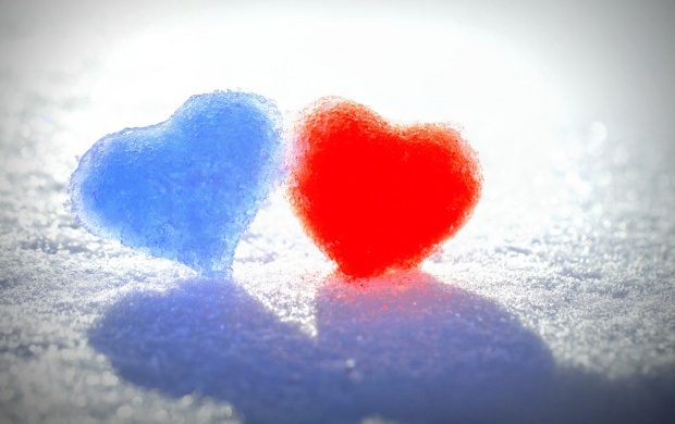 Red And Blue Snow Heart