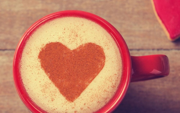 Red Cappuccino Love Heart