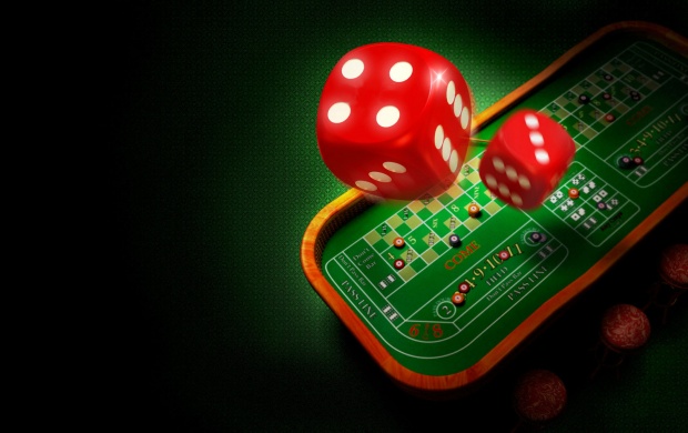 Red Dice And A Roulette Table