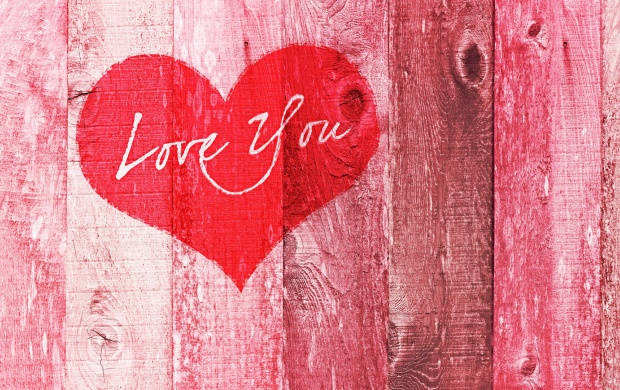 Red Heart Wood Background