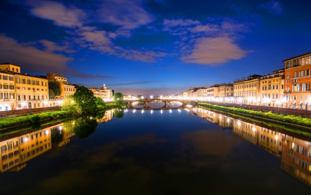 River Arno Night Florence Italy