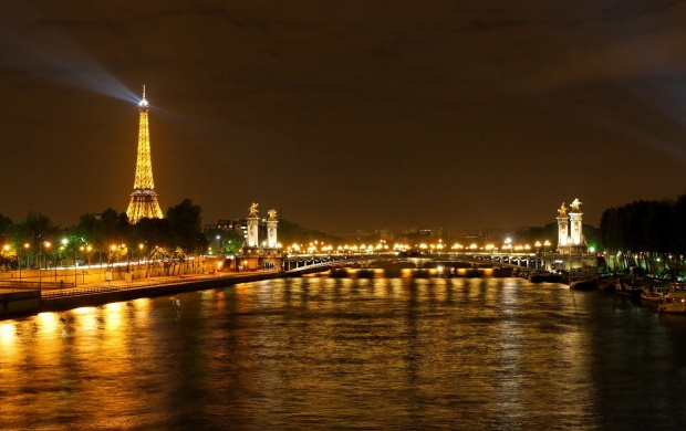 Rivers Paris Night Eiffel Tower