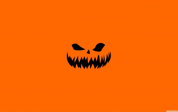 Scary Halloween Face on Orange Background