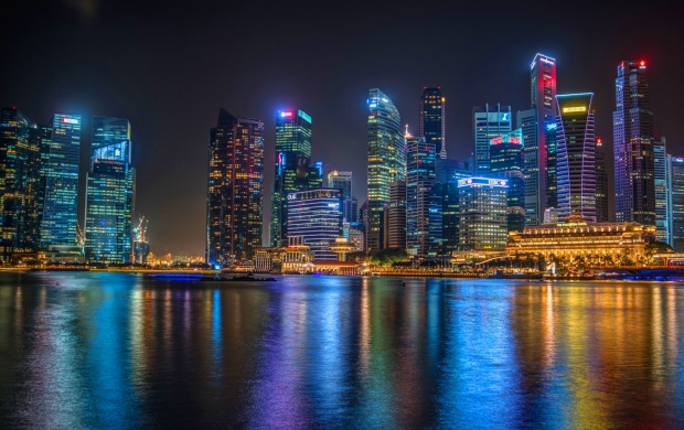 Singapore City Buildings Lights