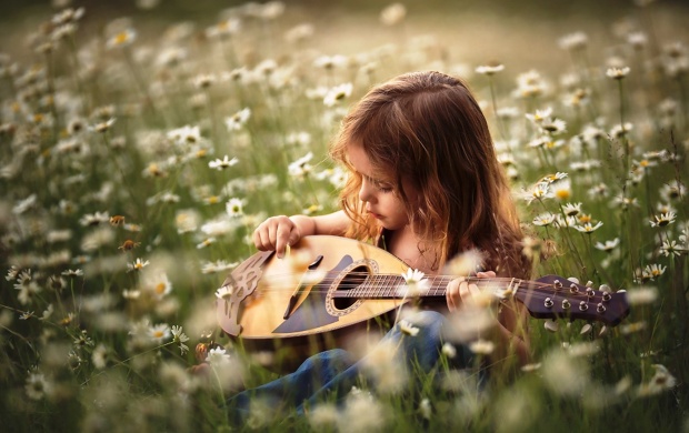 Summer Girl Playing Mini Guitar