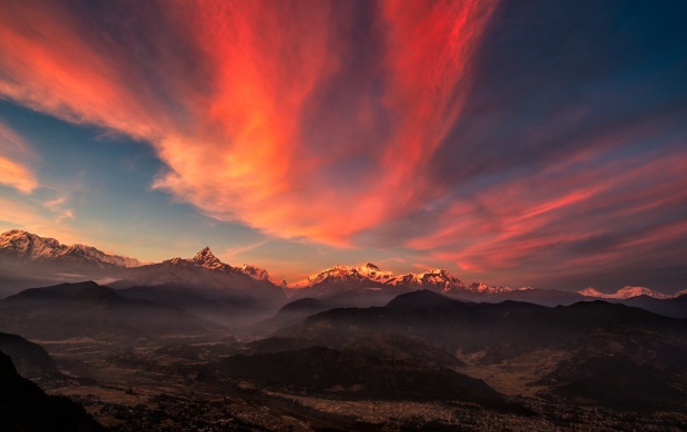 Sunrise Valley Tibet Mountains