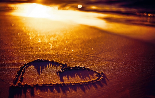 Sunset Beach Sand Heart Love