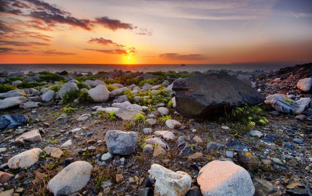 Sunset Sea Stones