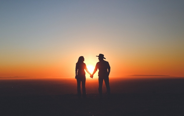Sunset Sky Mountains Couple