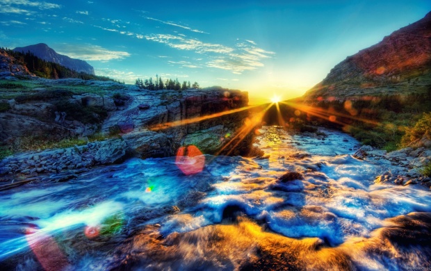 Sunshine Over a River in HDR