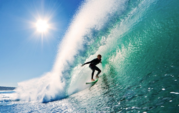 Surfer On Perfect Blue Wave