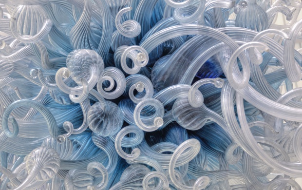 Swirls Blue White Glass