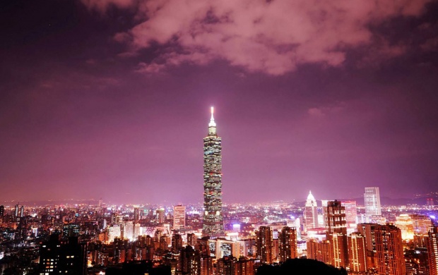 Taipei 101 Tower City Light Skyline