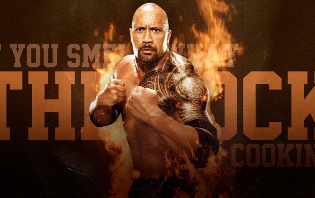 The Rock With Fire Background