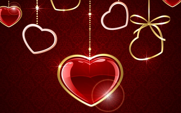 Valentines Hanging Shiny Hearts