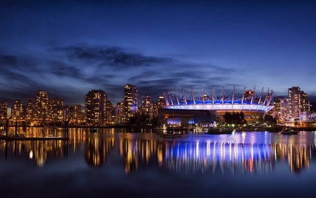 Vancouver City Night Blue Sky