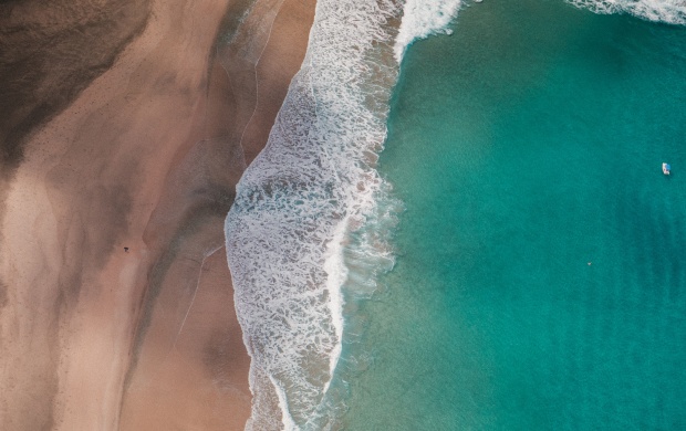 Waves and Beach Seen From Above