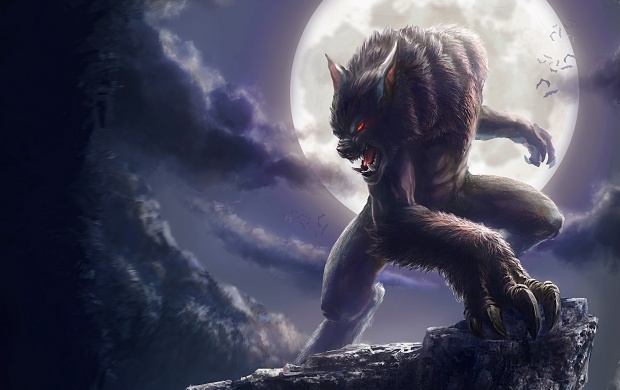 Werewolf And Full Moon