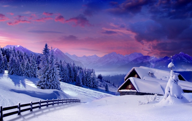 Winter Hut Landscape