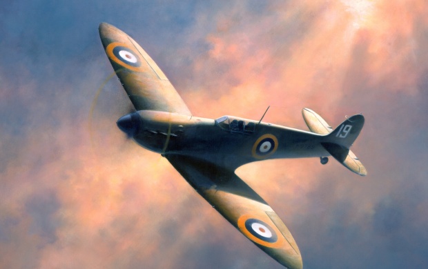 WWII Flying Spitfire Painting