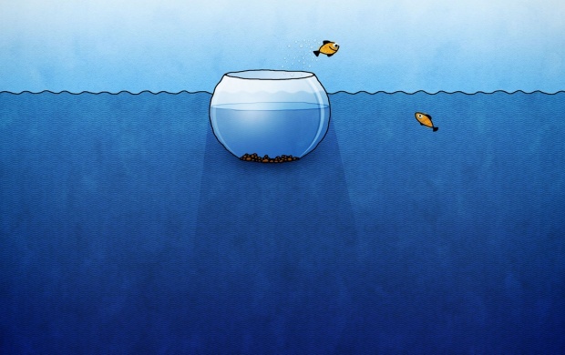 Yellow Fish Jumping From a Fishbowl
