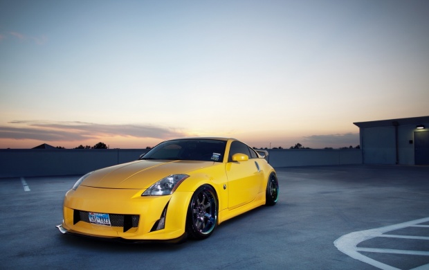 Yellow Nissan 350z On Rooftop
