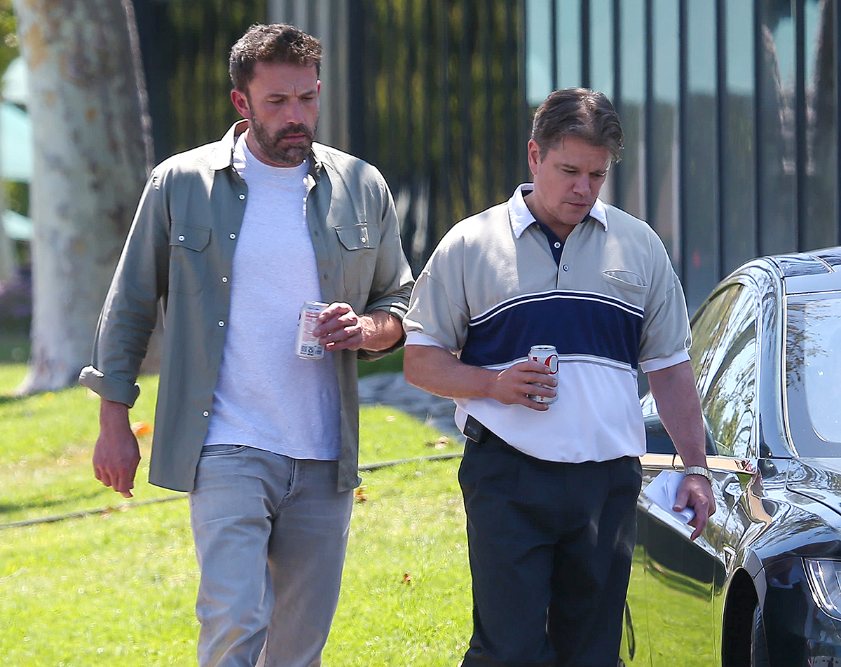 ben Affleck Matt Damon Spotted Together On Set Of Upcoming Nike Movie  Peoplecom