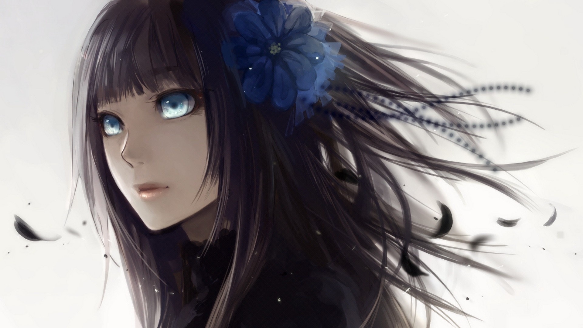 Anime Girl With Black Hair And Blue Eyes Wallpapers 1920x1080 387292
