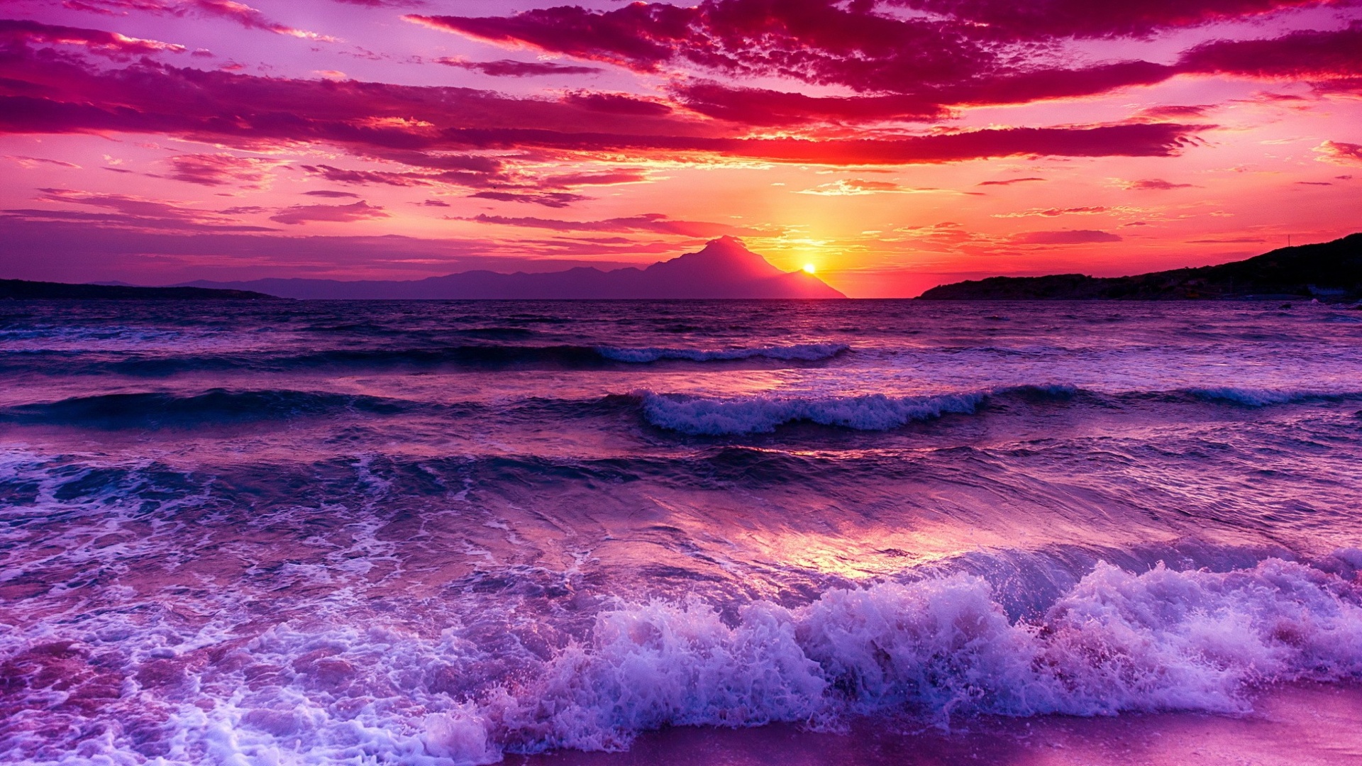 Purple Sunset On The Beach Wallpapers - 1920x1080 - 867948