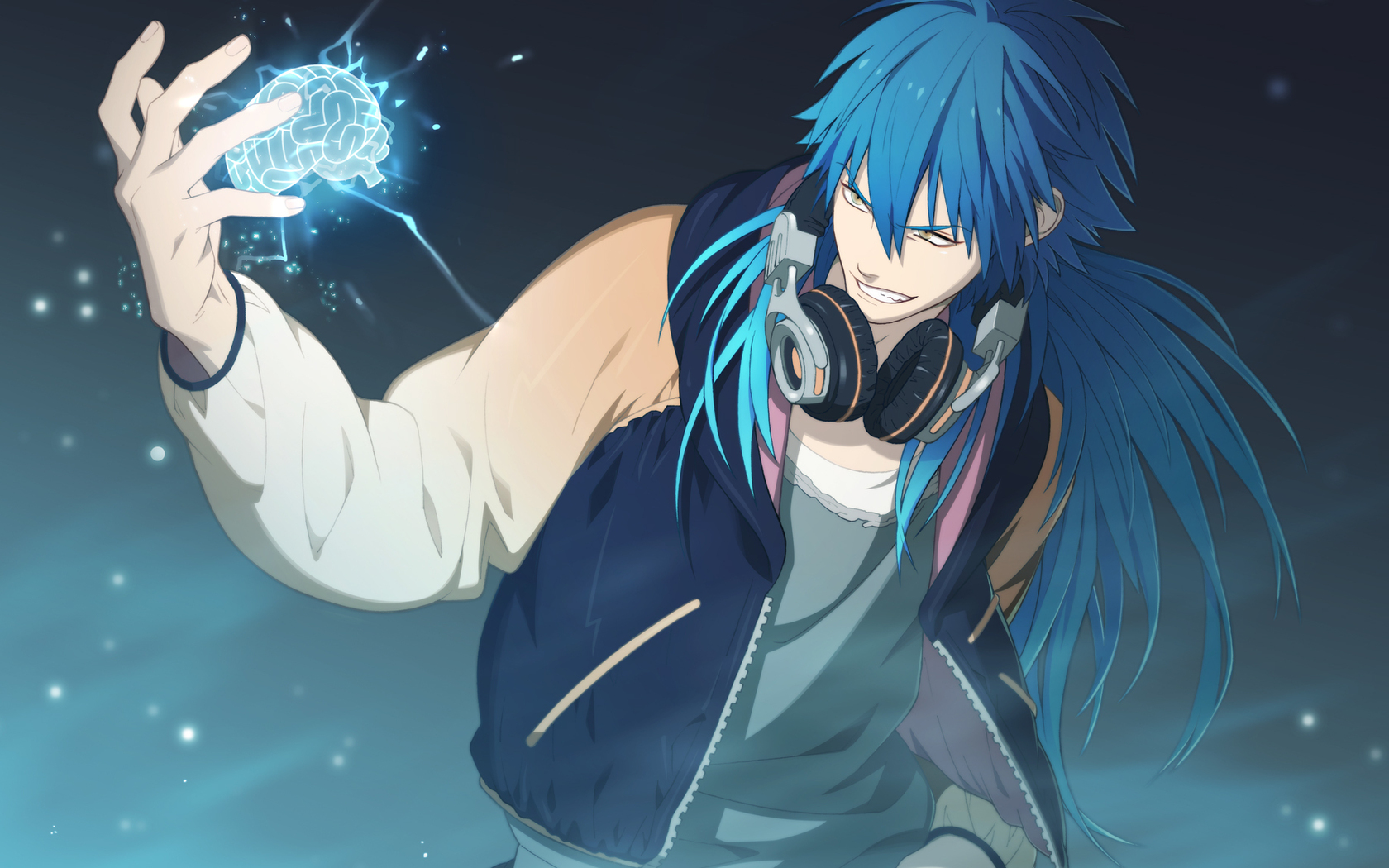 Cute Anime Boy with Blue Hair and Neko Features - wide 3