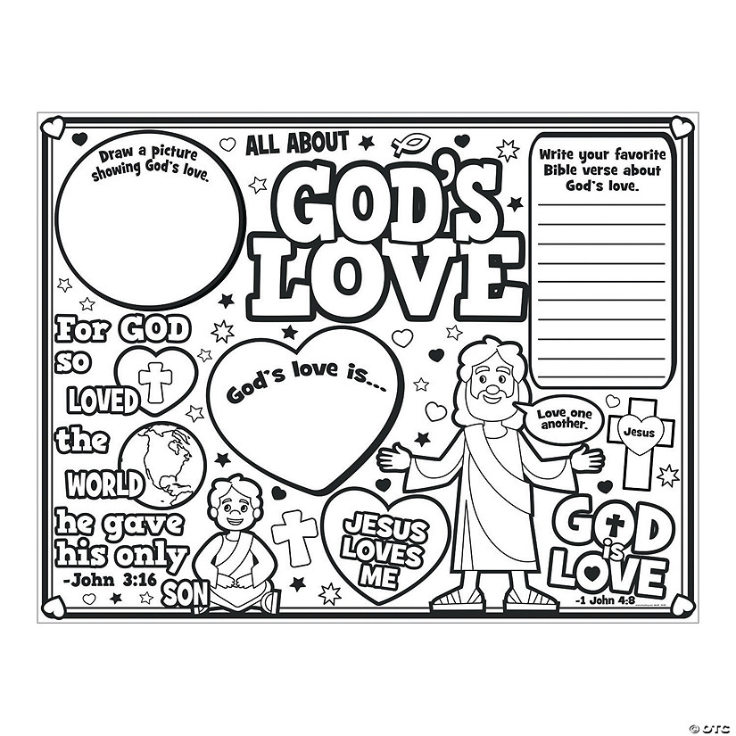 Color your own âall about gods loveâ posters