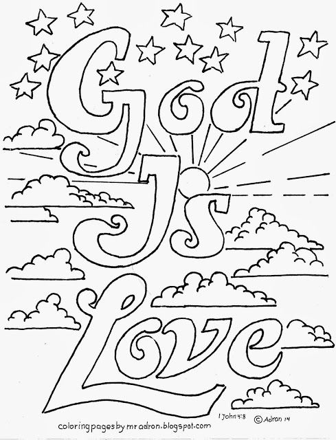 Free printable coloring page god is love by mr adron