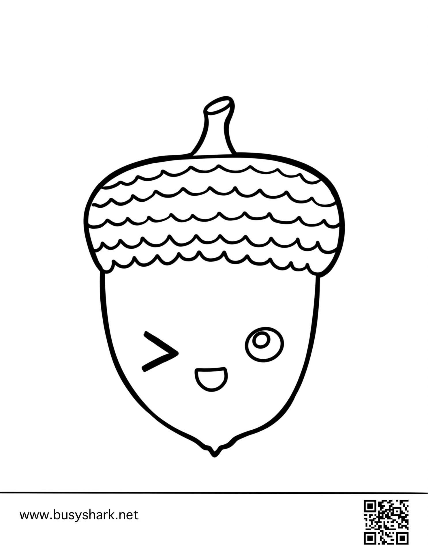 Cute acorn coloring page