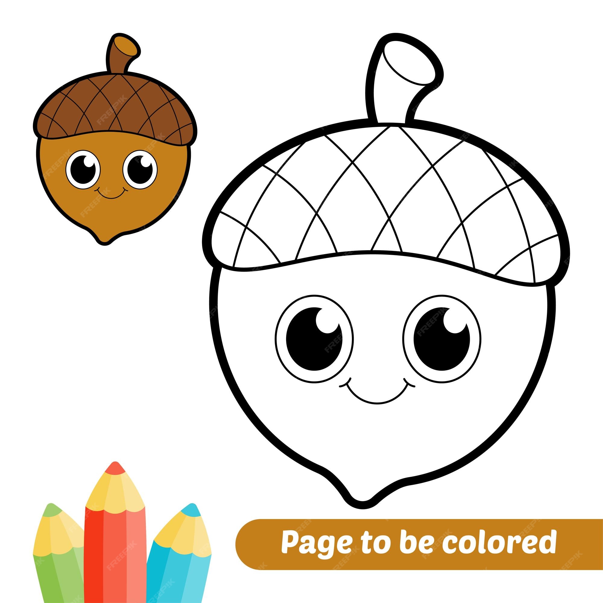 Premium vector coloring book for kids acorn vector