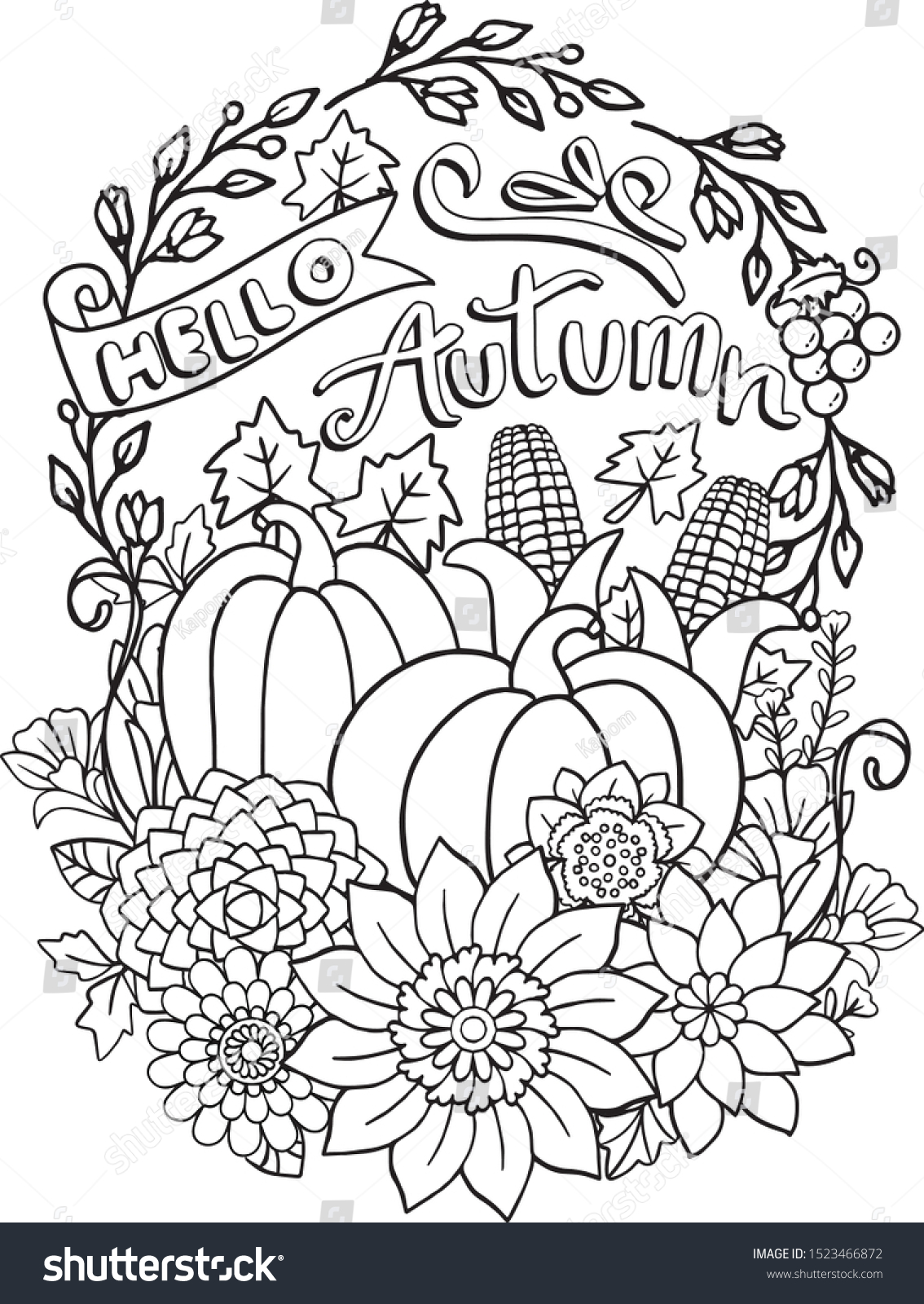 Adult fall coloring pages images stock photos d objects vectors