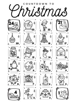 Countdown to christmas coloring page advent calendar tpt