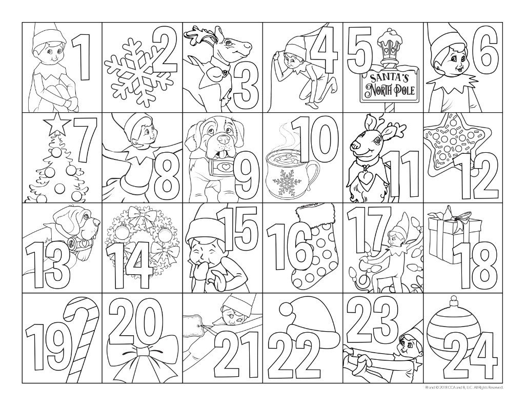 Elfontheshelf on x countdown the days until christmas with this free printable advent calendar coloring page httpstcovlvtfoye x